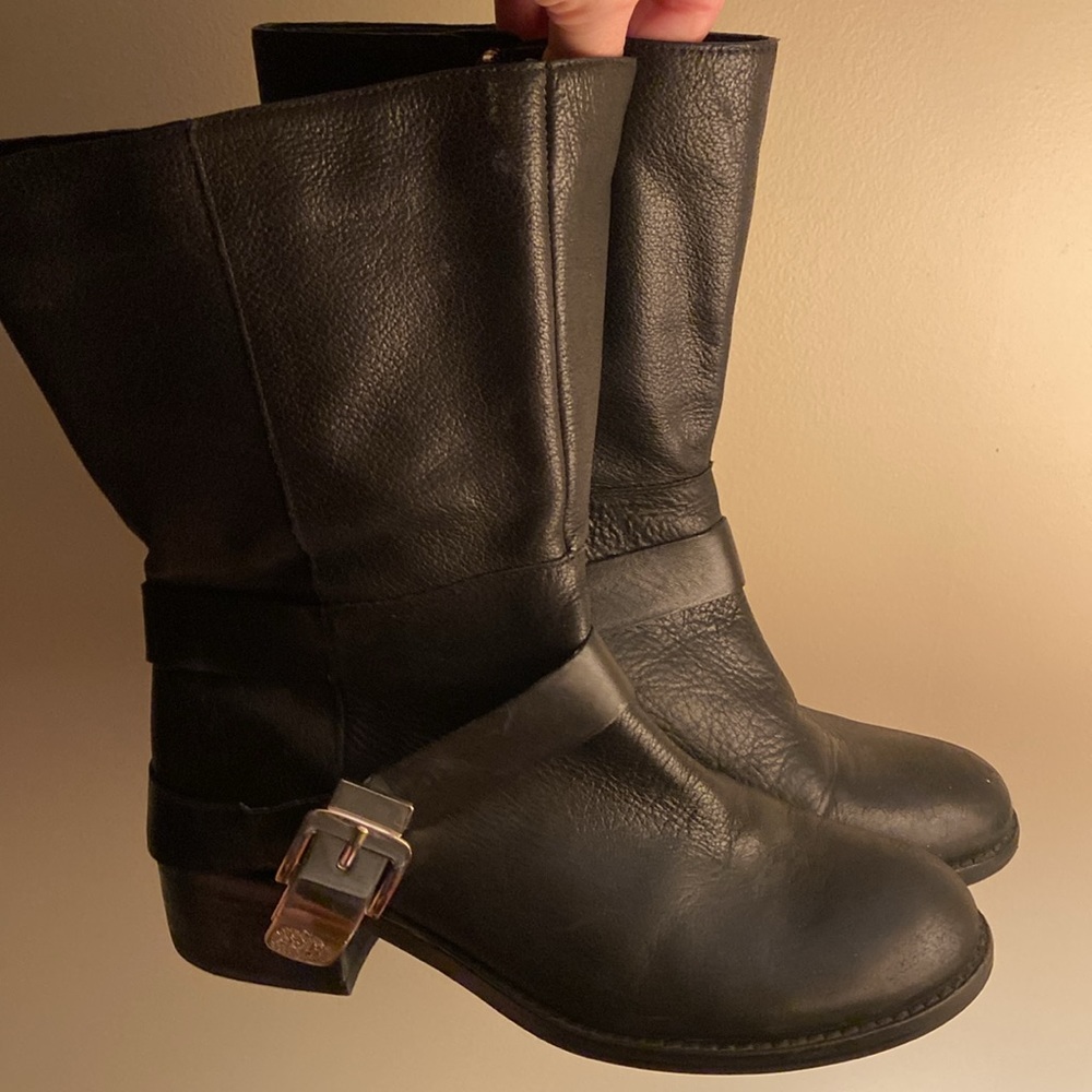 Vince Camuto size 9 1/2 black leather biker/riding boots